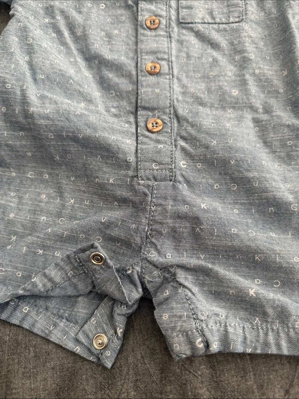 Calvin Klein Chambray Short Sleeve Baby Romper